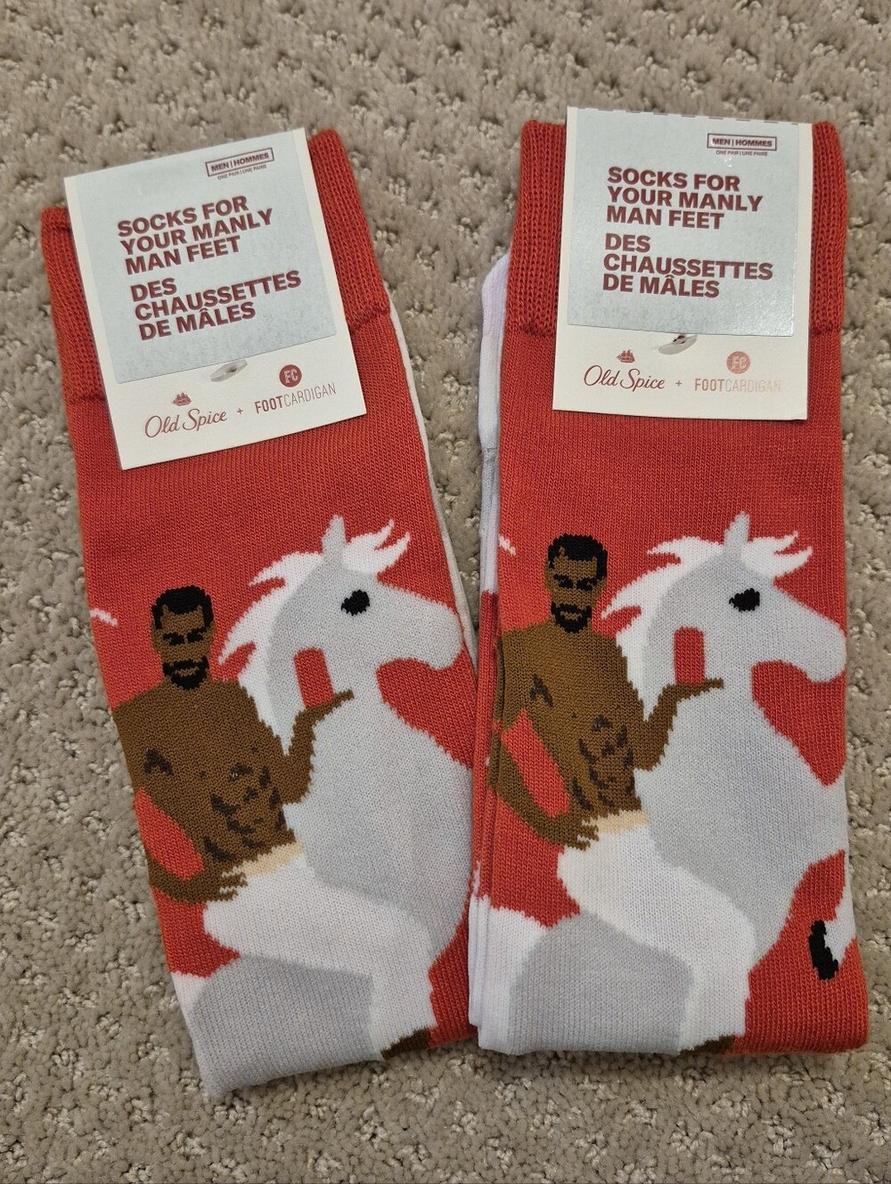 Old Spice Novelty Funny Socks For Your Manly Man Feet Two Pairs NWT